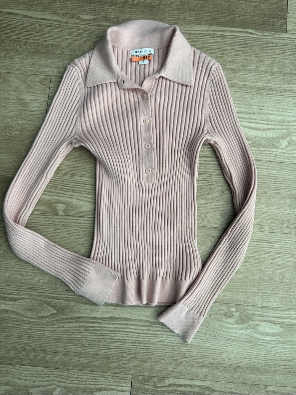 Athleta Light Pink Ribbed Polo top